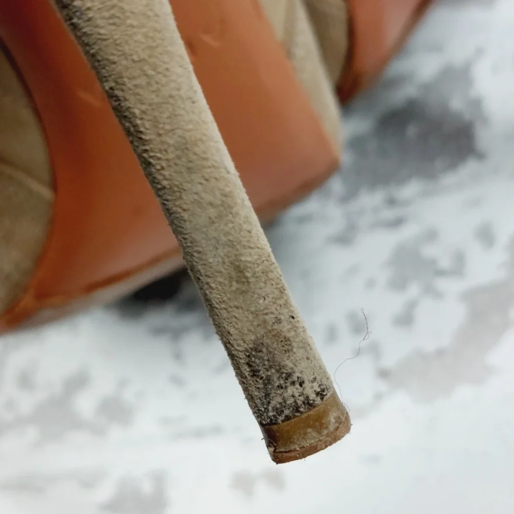 Alaia Beige Cut Out Suede Lace Up Peep Toe Heeled Ankle Booties M817 - Picture 14 of 15